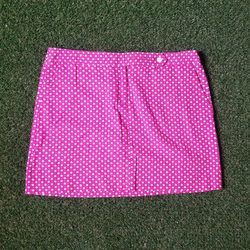 JCrew hot pink white print mini